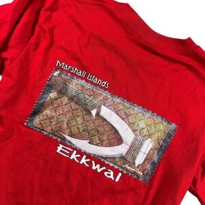 Active Life Marshall Islands Ekkwal Fish Hook Graphic T-Shirt Red XS Mens Surf
